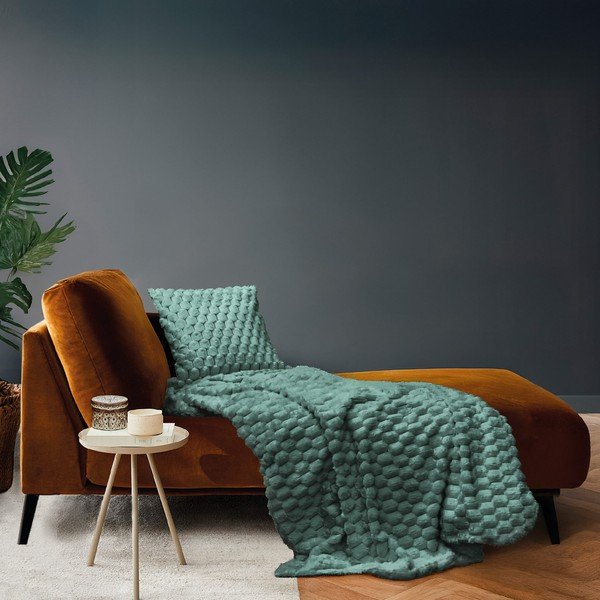 Zielony koc z mikropluszu 220x240 cm Frosty – douceur d'intérieur-image-1