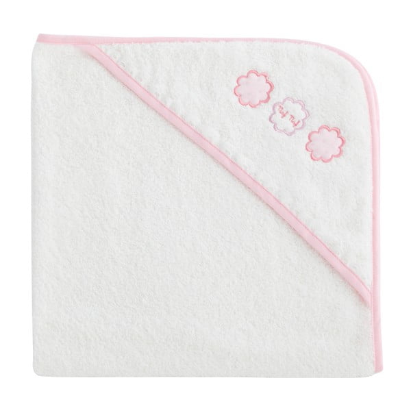Ręcznik dziecięcy ze 100% bawełny z kapturem i różowym obszyciem Naf Naf Tres Chic, 100x100 cm