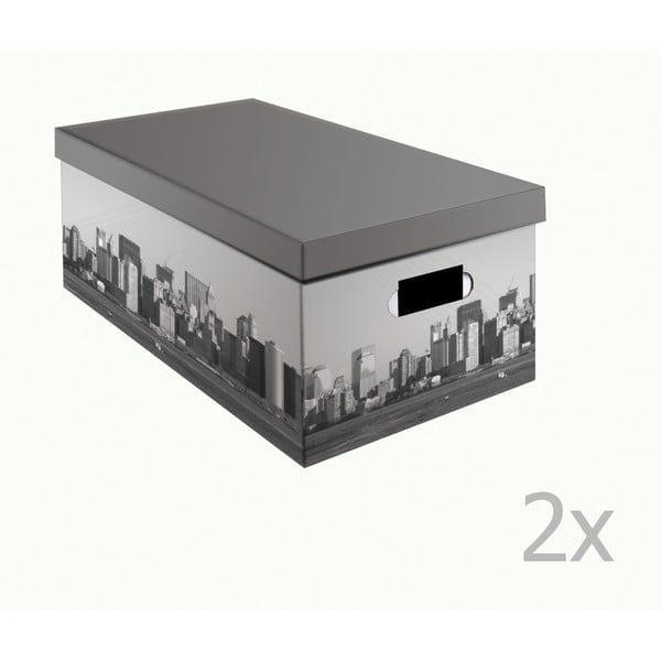 Zestaw 2 szarych pudełek Compactor New York, szer. 52 cm