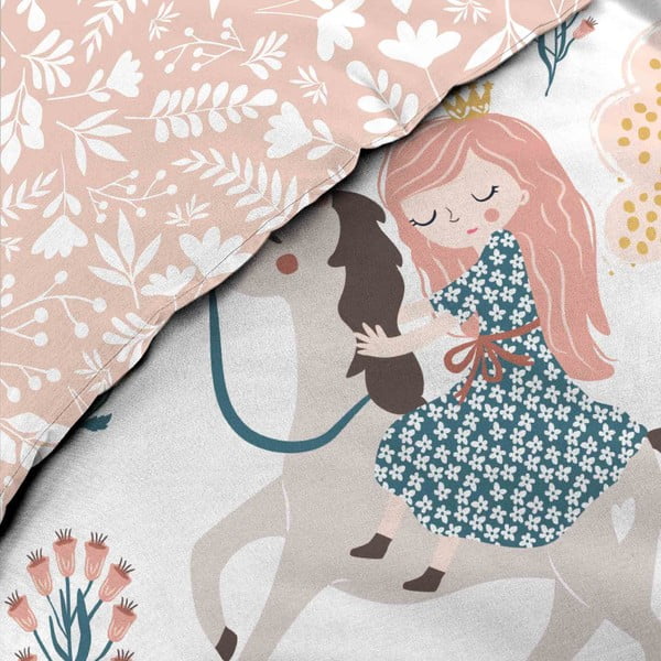 Biało-różowa bawełniana pościel dziecięca jednoosobowa 140x200 cm Lilibelle – douceur d'intérieur-image-1