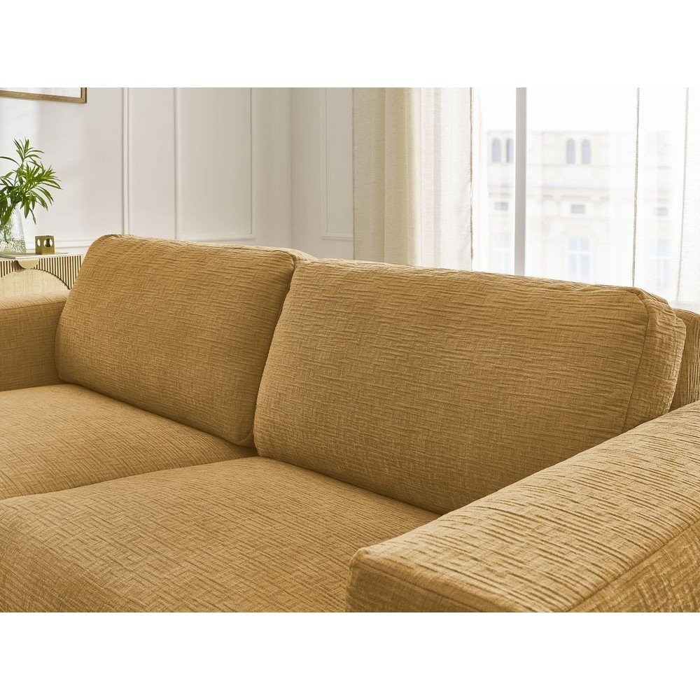 Musztardowa rozkładana sofa do spania z tkaniny szenilowej 220 cm Hugo – Bobochic Paris (zdjęcie 8)