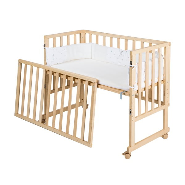 Łóżeczko na kółkach 90x45 cm w naturalnym kolorze Star Magic – Roba-image-4