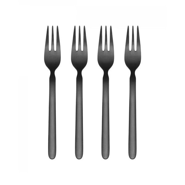 Czarne widelczyki deserowe zestaw 4 szt. ze stali nierdzewnej dla 4 osób Stella – Blomus