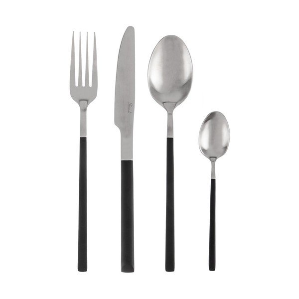 Sztućce ze stali nierdzewnej w czarno-srebrnym kolorze 24 szt. Skandi – Orion
