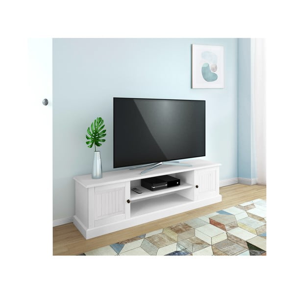 Biała szafka pod TV z litego drewna sosnowego 45x40 cm Mille – Støraa-image-1