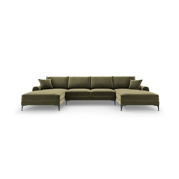Zielona aksamitna sofa w kształcie "U" Mazzini Sofas Madara