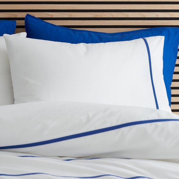 Biała/niebieska bawełniana pościel jednoosobowa 135x200 cm Herringbone Trim Stripe – Content by Terence Conran-image-2