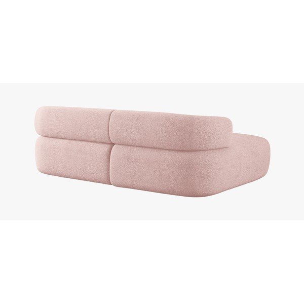 Jasnoróżowy narożnik z materiału bouclé (lewostronny/z szezlongiem) Jenny – Micadoni -image-2