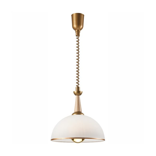 Lampa wisząca w złoto-naturalnym kolorze ze szklanym kloszem ø 30 cm Ciara – LAMKUR