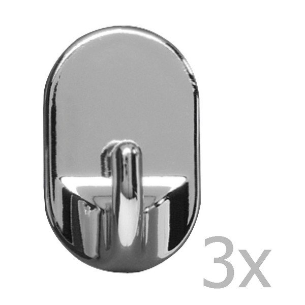 Zestaw 3 haczyków ściennych Wenko Medium Oval Hooks Chrome-image-1