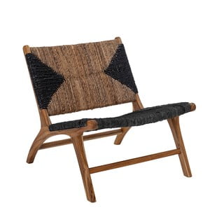 Czarno-brązowy fotel z plecionką Grant − Bloomingville
