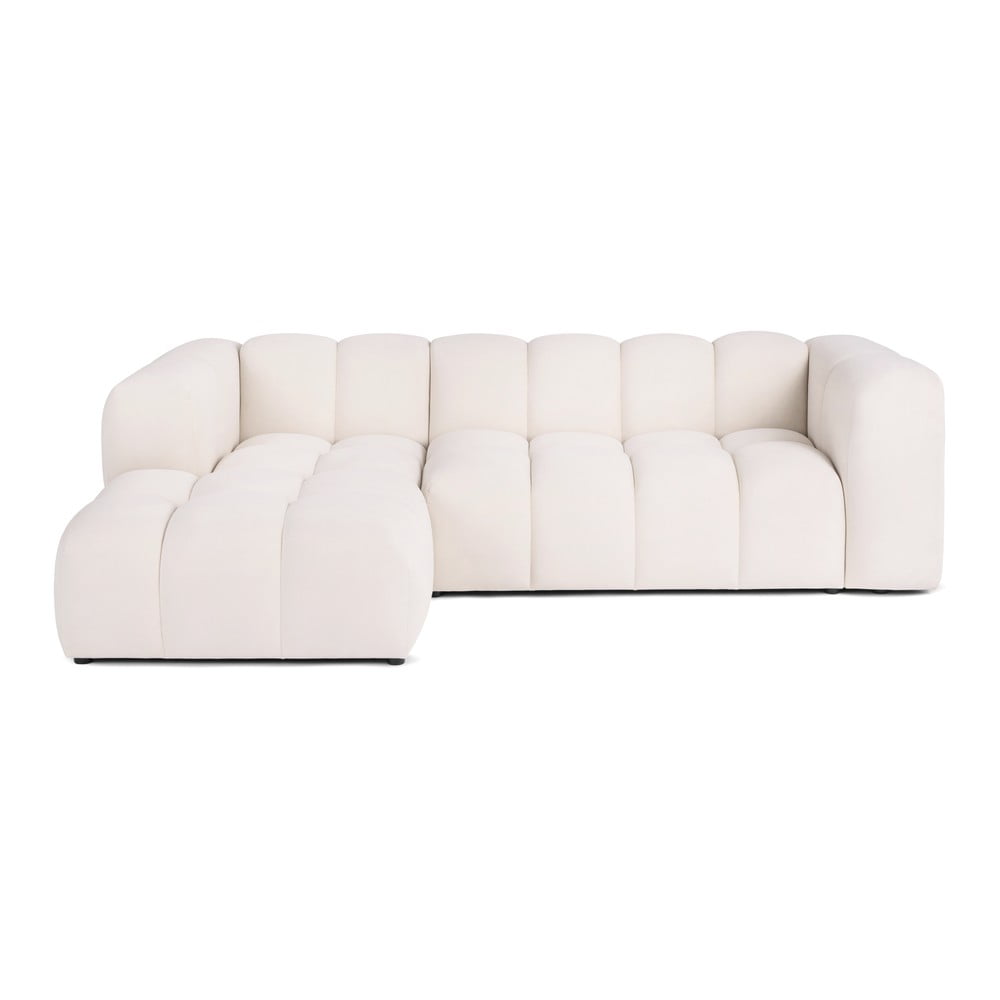 Kremowy aksamitny narożnik (lewostronny/z szezlongiem) Cube – Bonami Selection