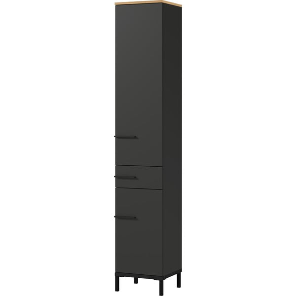 Ciemnoszara wysoka szafka łazienkowa w dekorze dębu 34x34 cm Yonkers – Germania-image-2