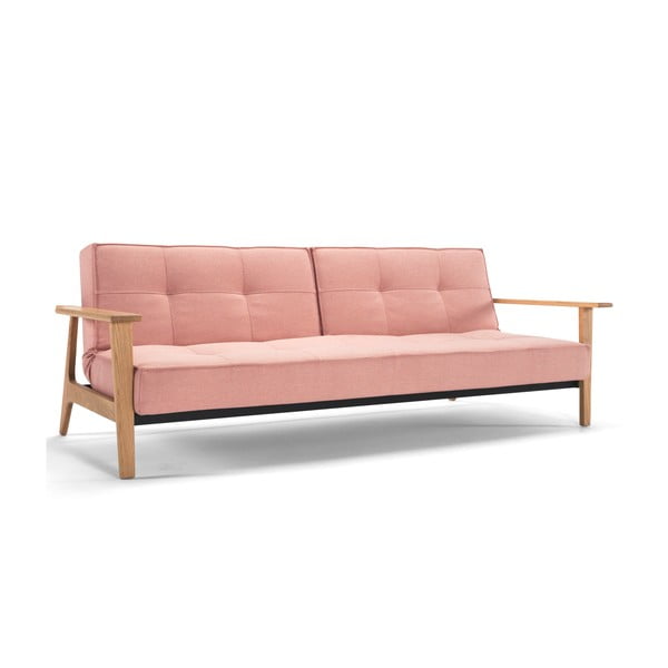 Jasnoróżowa sofa rozkładana z podłokietnikami Innovation Splitback Frej