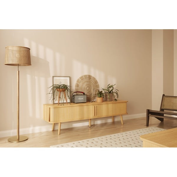 Szafka pod TV w dekorze dębu w naturalnym kolorze 178x50x40 cm Rove – Woodman-image-1