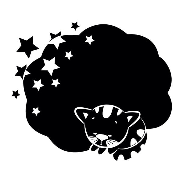 Czarna naklejka z powierzchnią do pisania Chalk Sleepy Kitten