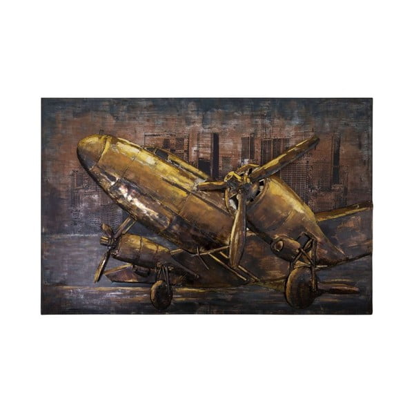 Dekoracyjna metalowa tabliczka Antic Line Avion vue Côté, 120x80 cm