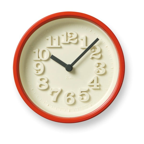 Zegar w czerwonej ramie Lemnos Clock Chiisana, ⌀ 12,2 cm