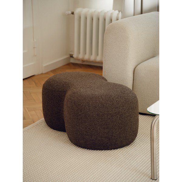 Ciemnobrązowy puf z materiału bouclé Umbo – noo.ma-image-1
