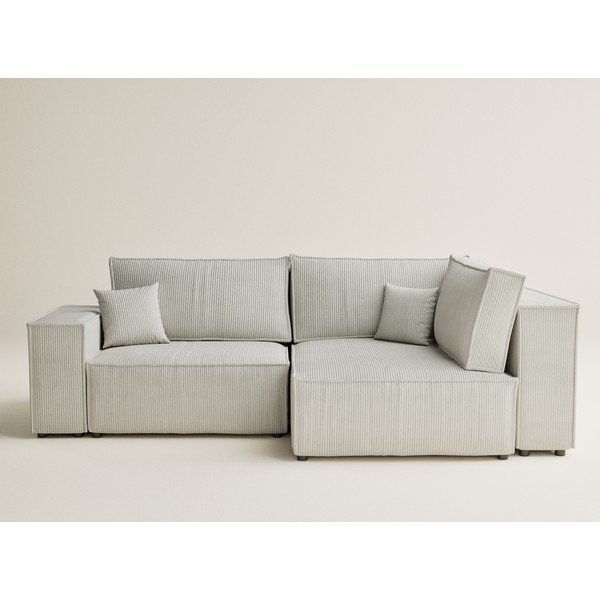 Kremowy sztruksowy rozkładany/ze schowkiem narożnik (prawostronny/w kształcie litery L) Tonga – Maison de Rêve-image-2