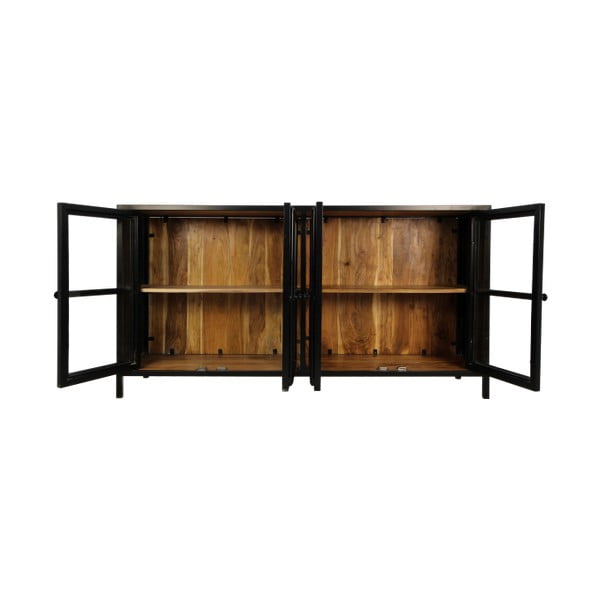 Czarna witryna z litego drewna akacjowego 170x90 cm Kingston – HSM collection-image-4