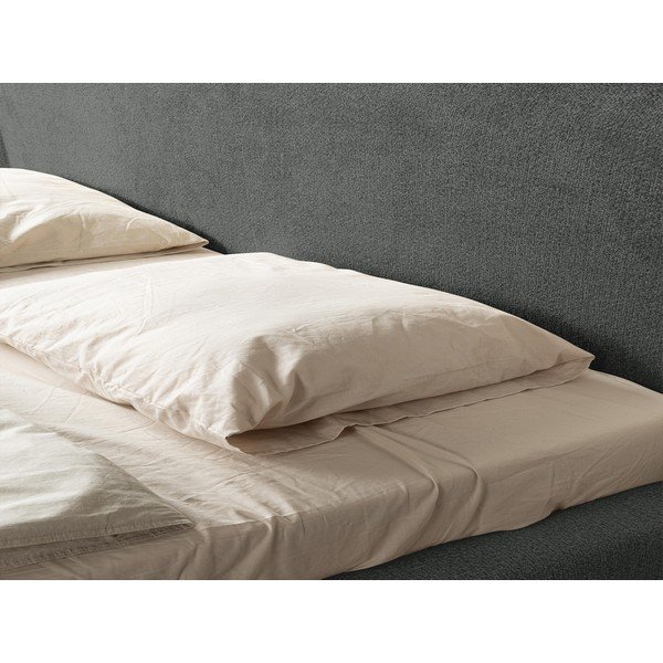 Ciemnoszare tapicerowane łóżko dwuosobowe ze stelażem 160x200 cm Makana – Makamii-image-1