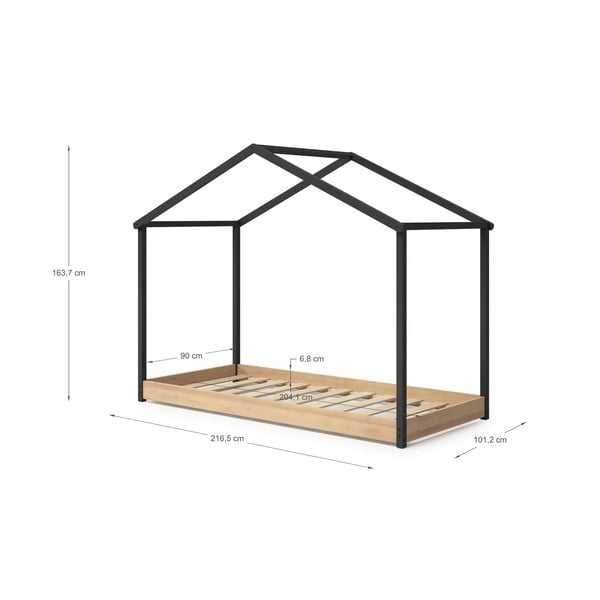 Antracytowe łóżko dziecięce Marckeric Arthur, 90x190 cm-image-4