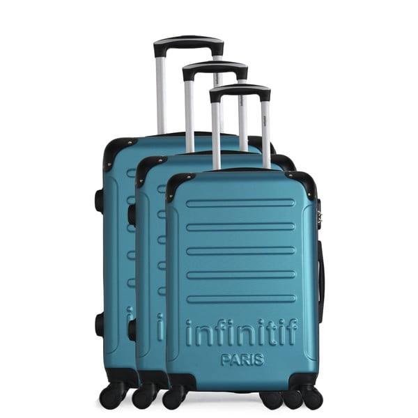 Komplet 3 zielonych walizek podróżnych na kółkach Infinitif Horten-A