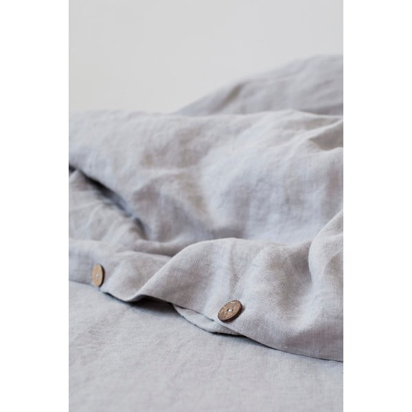 Jasnoszara lniana poszwa na kołdrę Linen Tales, 200x220 cm-image-2