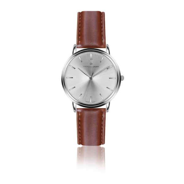 Zegarek męski ze skórzanym paskiem w kolorze koniaku Frederic Graff Silver Breithorn Cognac Leather