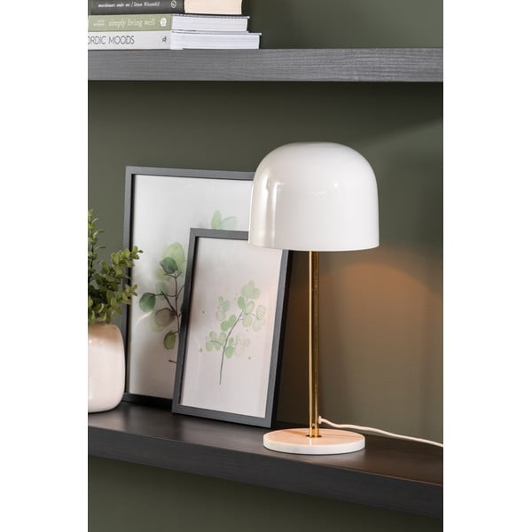 Biała lampa stołowa z metalowym kloszem (wysokość 50 cm) Manta – Leitmotiv-image-1