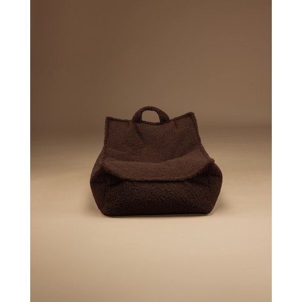 Ciemnobrązowy dziecięcy worek do siedzenia z materiału bouclé Warm Hazel – Wigiwama-image-4