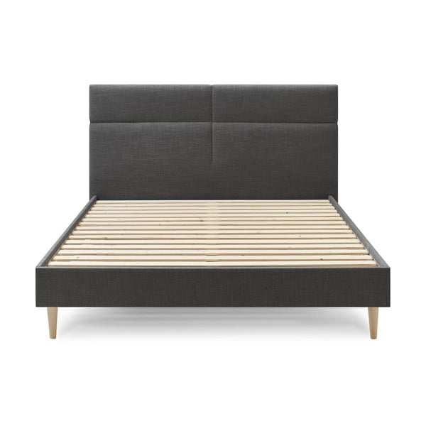 Czarne tapicerowane łóżko dwuosobowe ze stelażem 180x200 cm Elyna – Bobochic Paris-image-1