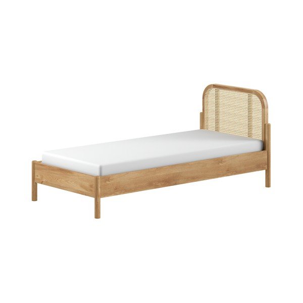 Łóżko jednoosobowe z litego drewna dębowego ze stelażem 90x200 cm w naturalnym kolorze Olive Rotan – Vipack