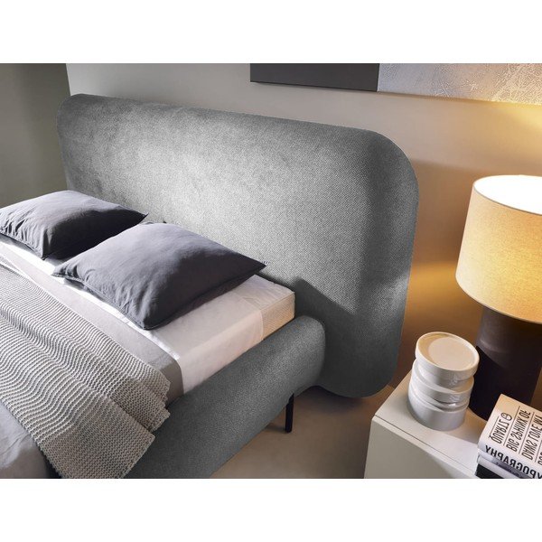 Szare tapicerowane łóżko dwuosobowe ze schowkiem ze stelażem 140x200 cm Pointt – ELTAP-image-3