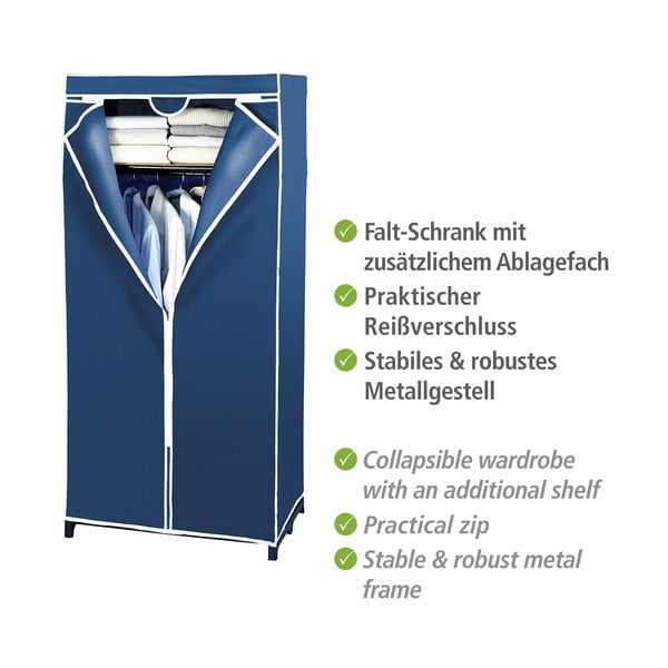 Niebieska szafa tekstylna Wenko, 160x50x75 cm-image-3