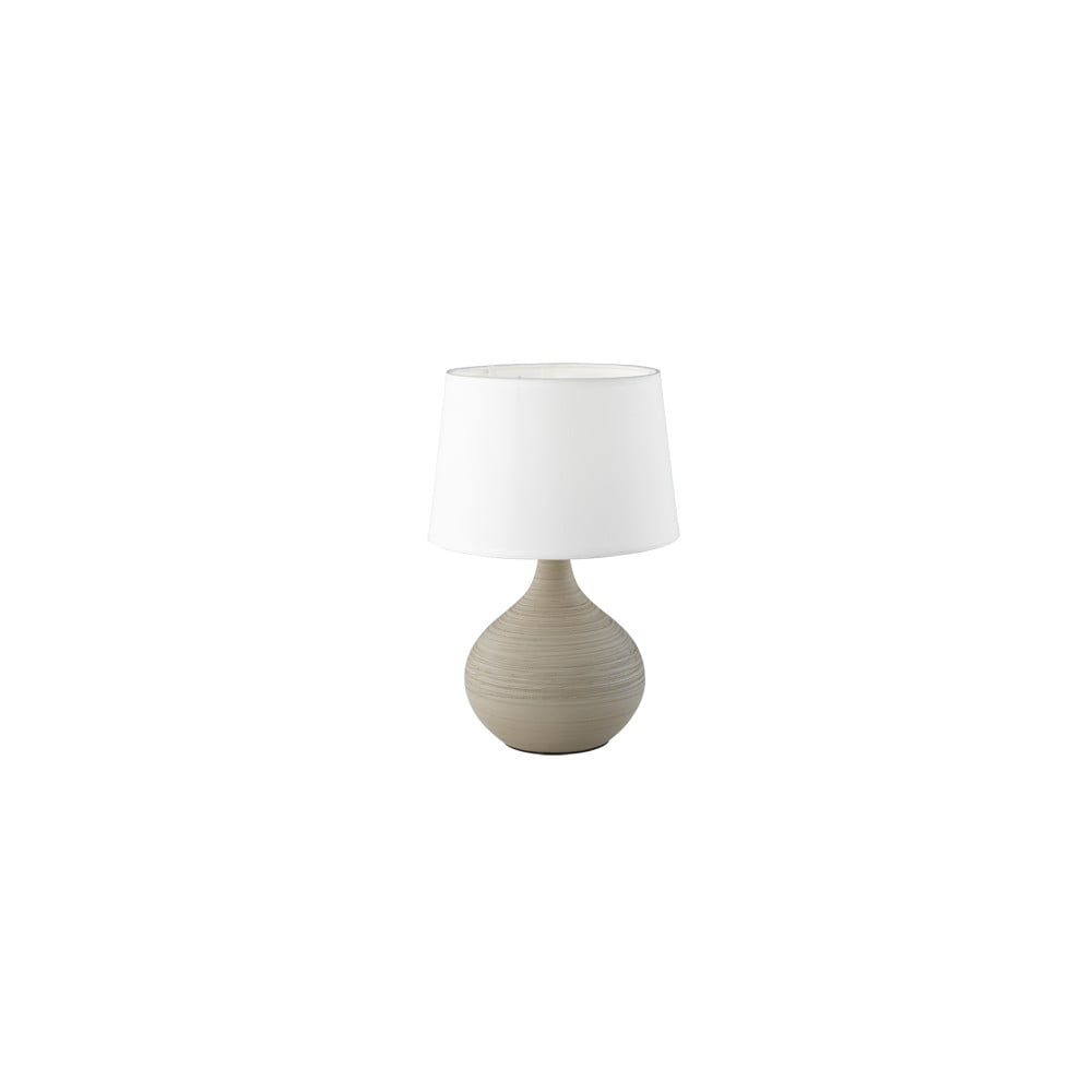 Biało-brązowa lampa stołowa z ceramiki i tkaniny Trio Martin, wys. 29 cm