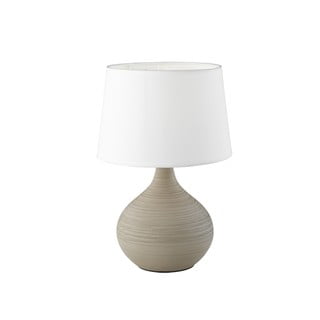 Biało-brązowa lampa stołowa z ceramiki i tkaniny Trio Martin, wys. 29 cm