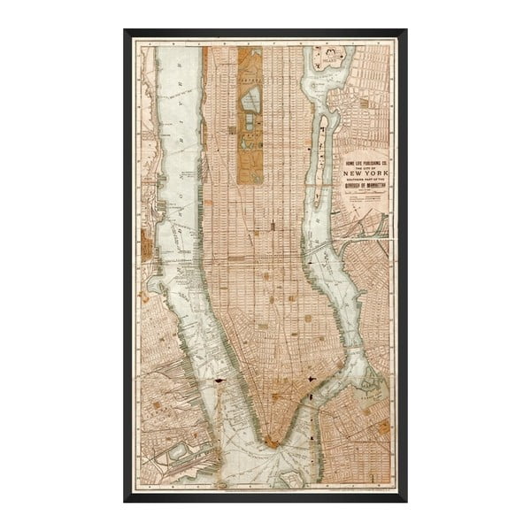 Plakat w ramie Global Art Production Manhattan Map, 60 x 100 cm