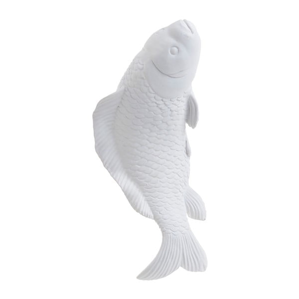 Biała dekoracja w kształcie ryby InArt, 22x9 cm