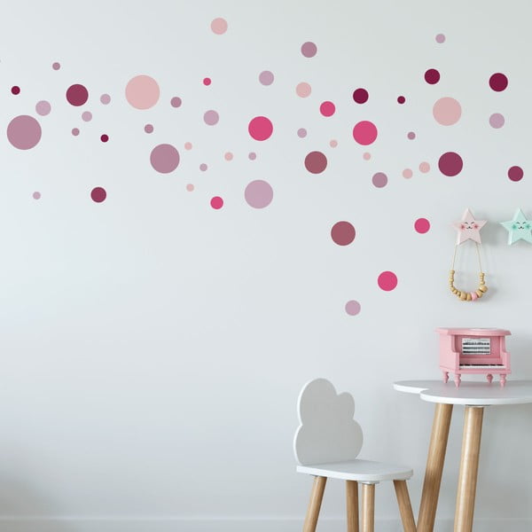 Zestaw 100 różowych naklejek ściennych Ambiance Round Stickers-image-4