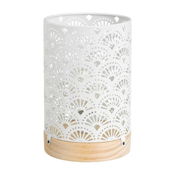 Biała lampa stołowa z metalowym kloszem (wys. 20 cm) – Casa Selección