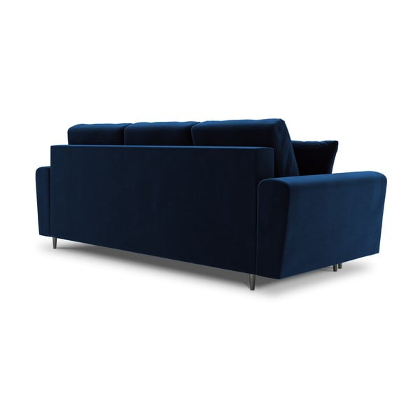 Niebieska aksamitna rozkładana sofa ze schowkiem 235 cm Kyoto – Cosmopolitan Design-image-3
