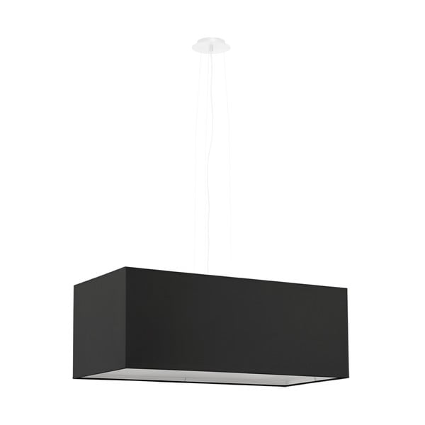 Czarna lampa wisząca z tekstylno-szklanym kloszem Gryfin Bis – Nice Lamps