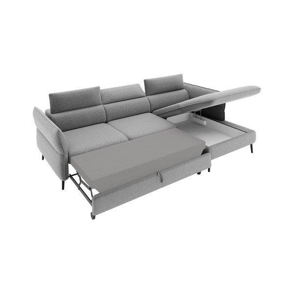 Jasnoszara 5-osobowa sofa rozkładana ze schowkiem Milo Casa Dario, prawy róg-image-4
