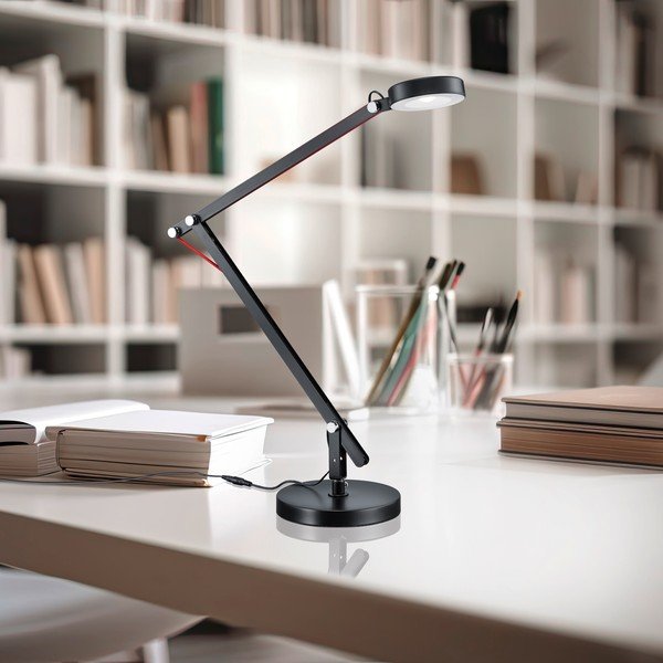 Czarna lampa stołowa LED z elastyczną konstrukcją (wysokość 90 cm) Amsterdam – Trio-image-3