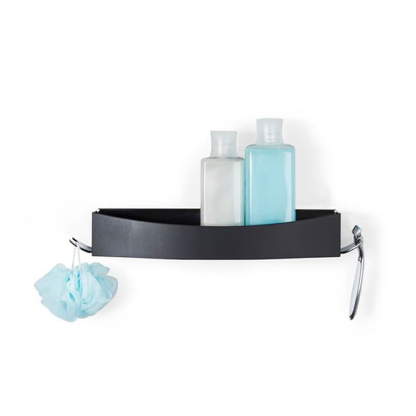 Czarna samoprzylepna półka Compactor Clever Flip Shower Shelf-image-4