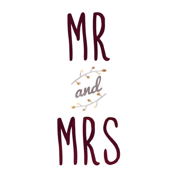 Plakat w drewnianej ramie Mr. and Mrs., 38x28 cm