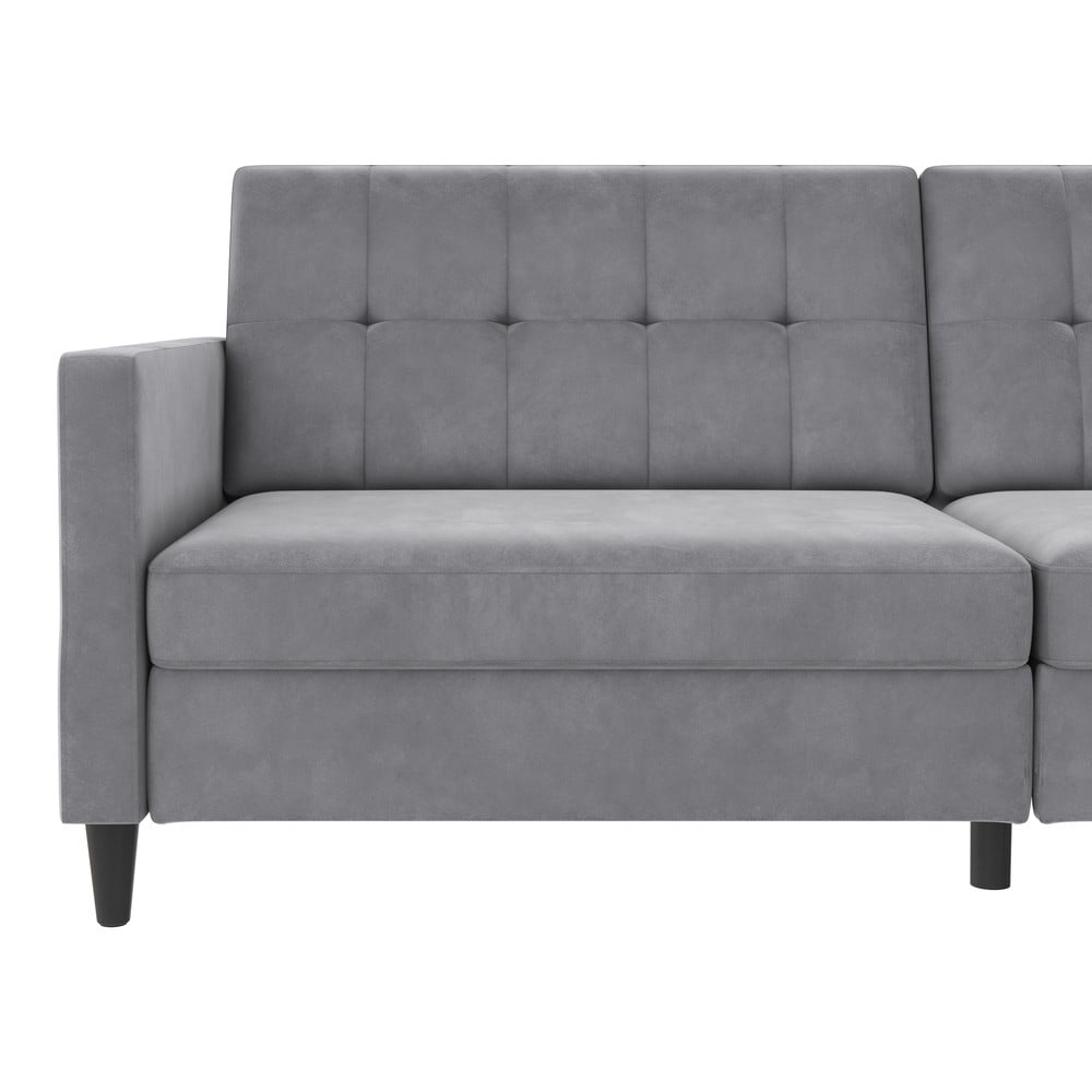 Jasnoszara aksamitna sofa 203 cm Hartford – Støraa (zdjęcie 5)