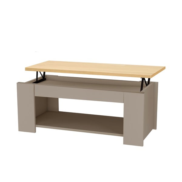 Szary stolik z blatem w dekorze dębu 105x47 cm Emerald – Støraa-image-2